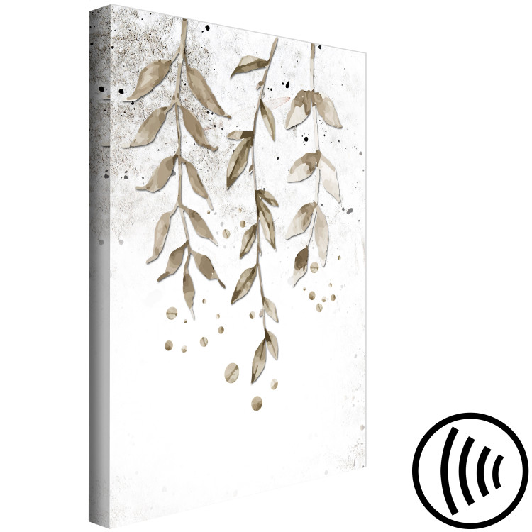 Canvas Nature in Boho Style (1-part) - Branch of Leaves on Grey Background 116389 additionalImage 6