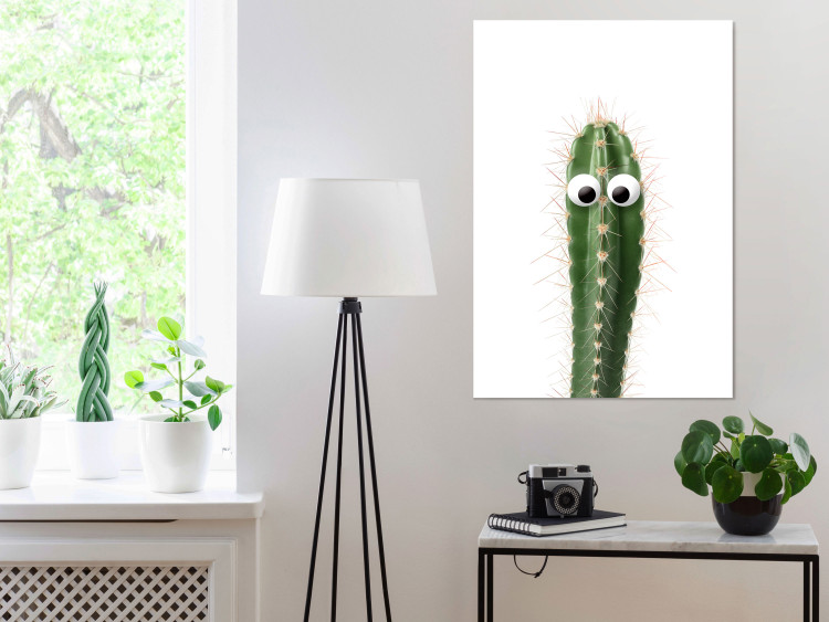 Wall Poster Living Cactus - funny green prickly plant with eyes on a white background 116889 additionalImage 22