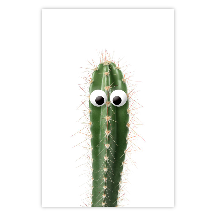 Wall Poster Living Cactus - funny green prickly plant with eyes on a white background 116889