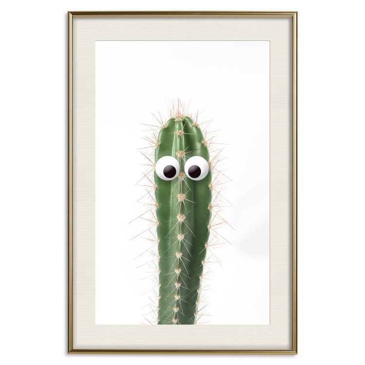 Wall Poster Living Cactus - funny green prickly plant with eyes on a white background 116889 additionalImage 25