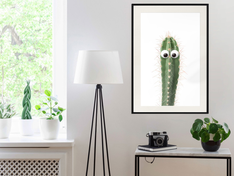 Wall Poster Living Cactus - funny green prickly plant with eyes on a white background 116889 additionalImage 23