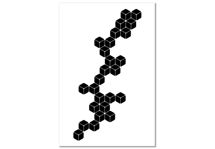 Canvas Art Print A composition with black cubes - black and white geometric figures on a white background inspired by Street Art and Banksy works 117389