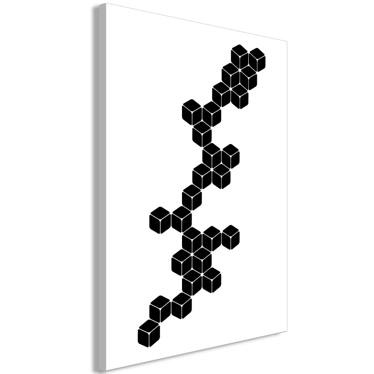 Canvas Art Print A composition with black cubes - black and white geometric figures on a white background inspired by Street Art and Banksy works 117389 additionalImage 2
