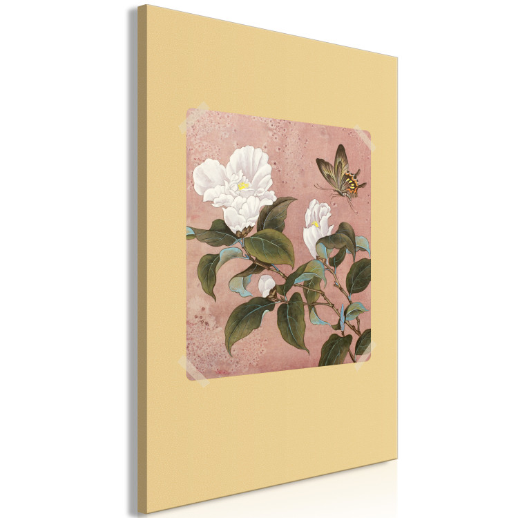 Canvas Art Print Butterfly over azalea flower - a floral motif in vintage style 117589 additionalImage 2