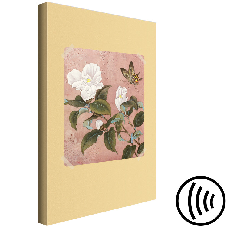 Canvas Art Print Butterfly over azalea flower - a floral motif in vintage style 117589 additionalImage 6