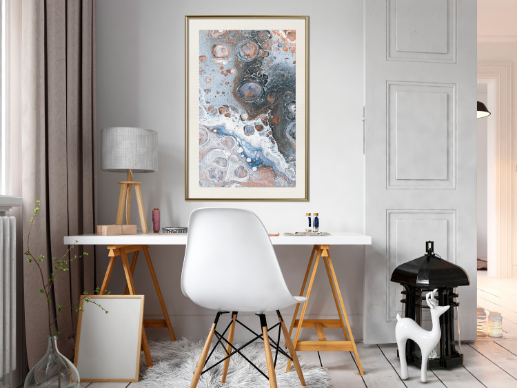 Wall Poster Blue Sienna Marble - artistic abstraction with spots in colorful pattern 117789 additionalImage 21