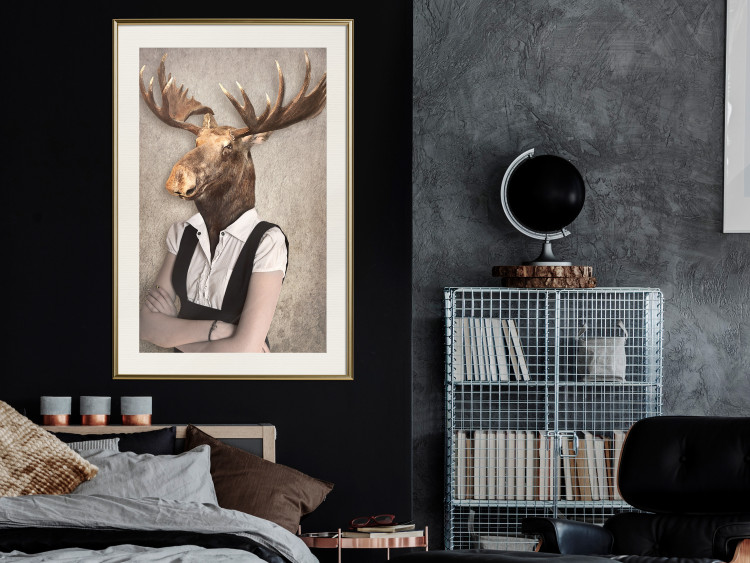 Wall Poster Moose of Łeba - fantasy with a portrait of a horned animal with a human body 117889 additionalImage 21