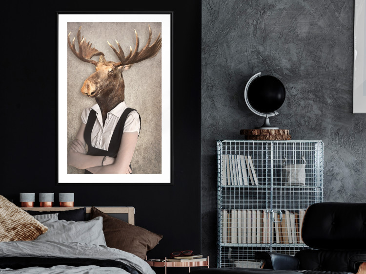 Wall Poster Moose of Łeba - fantasy with a portrait of a horned animal with a human body 117889 additionalImage 6