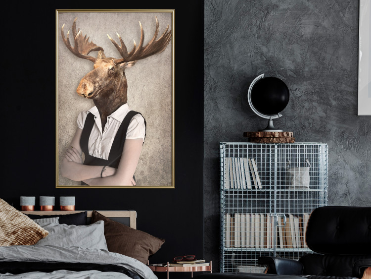 Wall Poster Moose of Łeba - fantasy with a portrait of a horned animal with a human body 117889 additionalImage 7