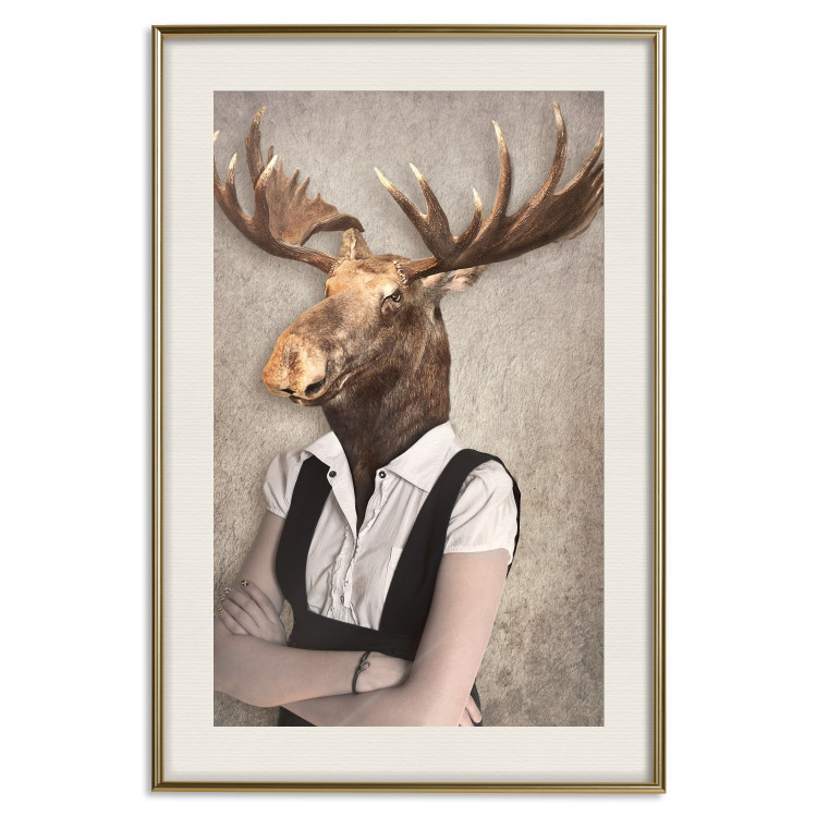 Wall Poster Moose of Łeba - fantasy with a portrait of a horned animal with a human body 117889 additionalImage 19