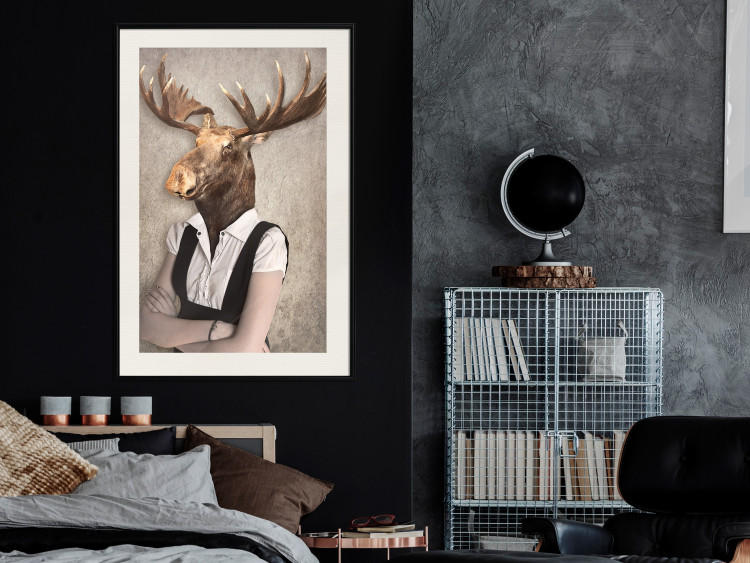 Wall Poster Moose of Łeba - fantasy with a portrait of a horned animal with a human body 117889 additionalImage 22