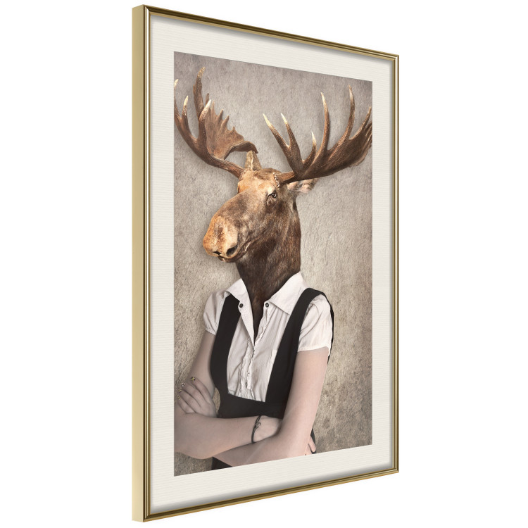 Wall Poster Moose of Łeba - fantasy with a portrait of a horned animal with a human body 117889 additionalImage 2