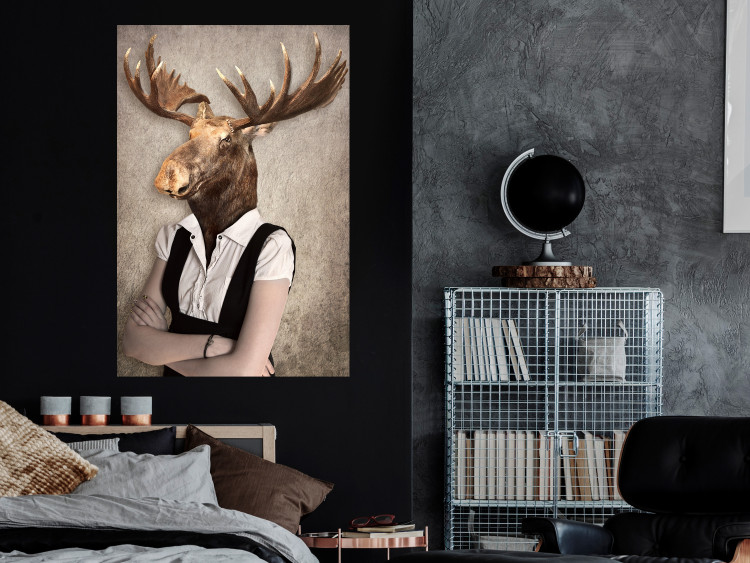 Wall Poster Moose of Łeba - fantasy with a portrait of a horned animal with a human body 117889 additionalImage 17