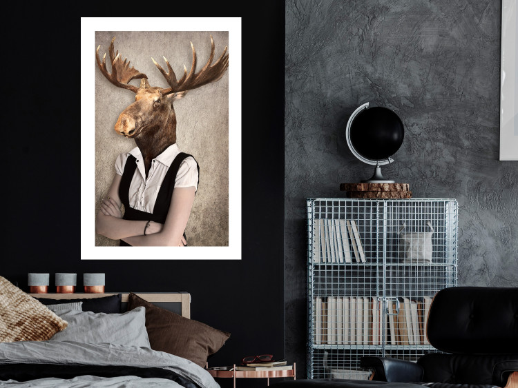 Wall Poster Moose of Łeba - fantasy with a portrait of a horned animal with a human body 117889 additionalImage 4