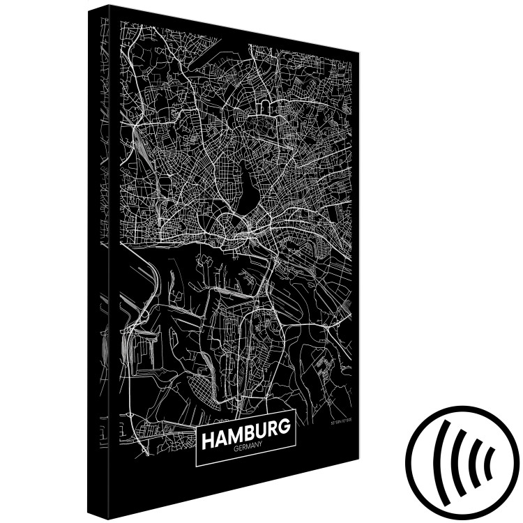 Canvas Print Dark Map of Hamburg (1 Part) Vertical 118089 additionalImage 6