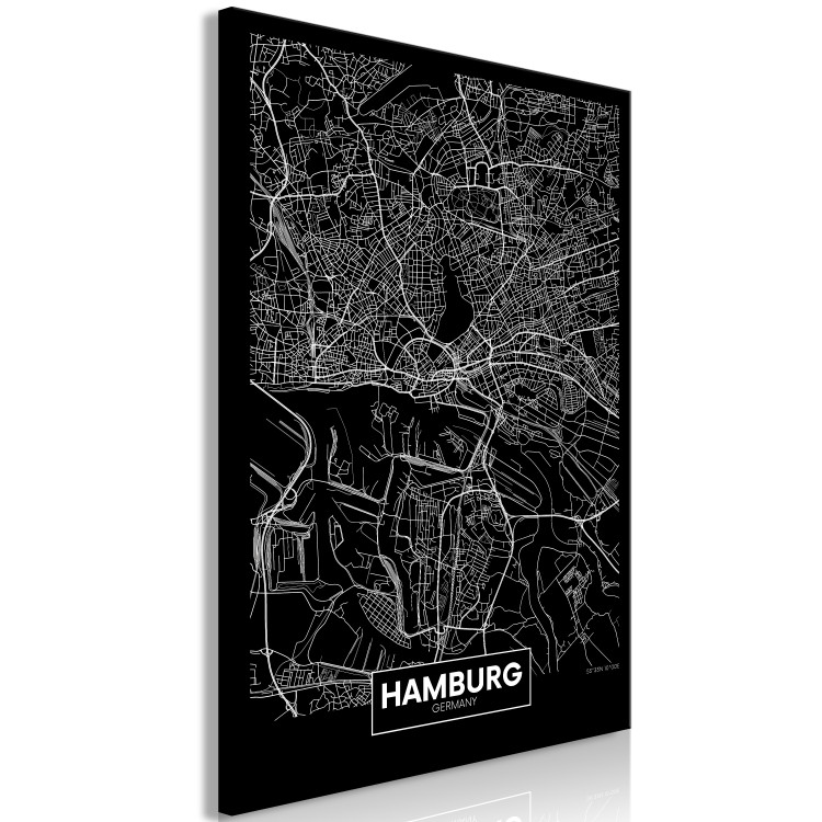 Canvas Print Dark Map of Hamburg (1 Part) Vertical 118089 additionalImage 2