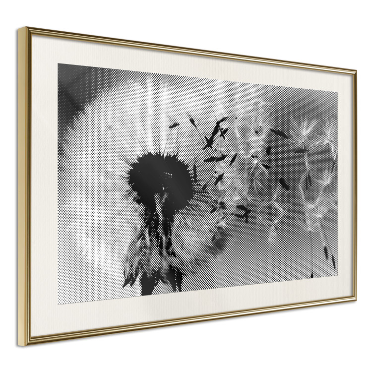 Poster Fleeing Memory - black and white composition with scattered dandelions 118289 additionalImage 2