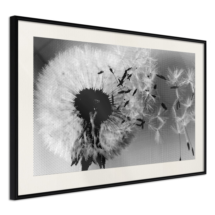 Poster Fleeing Memory - black and white composition with scattered dandelions 118289 additionalImage 3