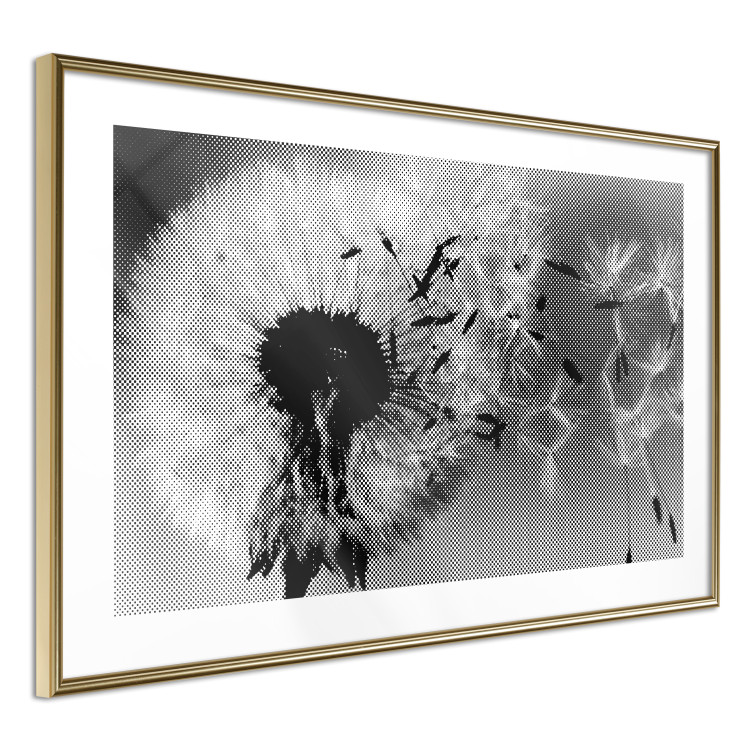 Poster Fleeing Memory - black and white composition with scattered dandelions 118289 additionalImage 8
