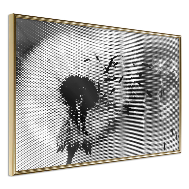 Poster Fleeing Memory - black and white composition with scattered dandelions 118289 additionalImage 14