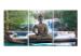 Canvas Print Buddha and Waterfall (3 Parts) Green 121989