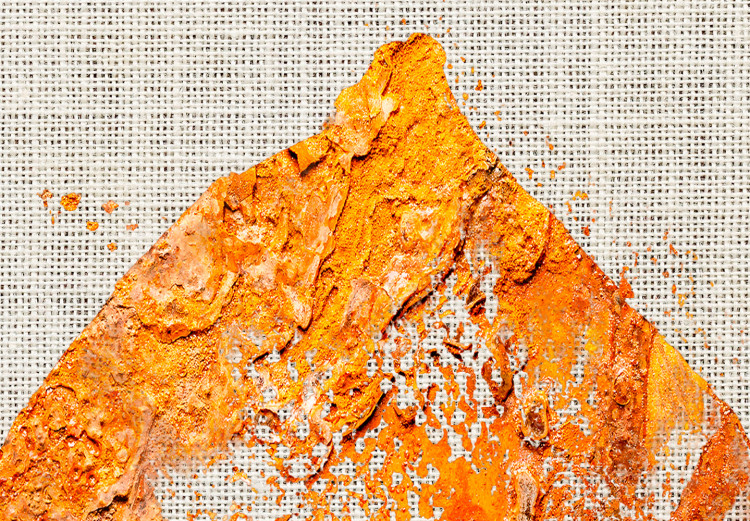 Poster Golden Flora - orange autumn leaf on grey fabric texture 123789 additionalImage 9