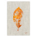 Poster Golden Flora - orange autumn leaf on grey fabric texture 123789