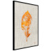 Poster Golden Flora - orange autumn leaf on grey fabric texture 123789 additionalThumb 10