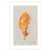 Poster Golden Flora - orange autumn leaf on grey fabric texture 123789 additionalThumb 19