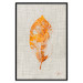 Poster Golden Flora - orange autumn leaf on grey fabric texture 123789 additionalThumb 18