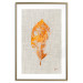Poster Golden Flora - orange autumn leaf on grey fabric texture 123789 additionalThumb 14