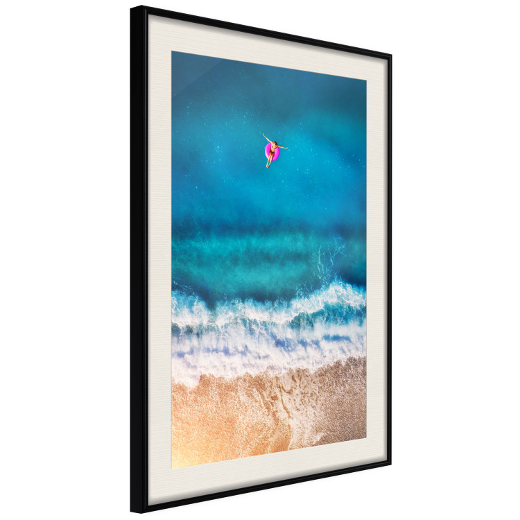 Poster Sea Bathing - woman on float in sand and blue sea background 123989 additionalImage 3