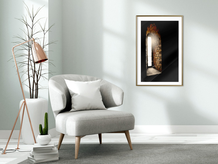 Wall Poster Light in the Wall - architecture of ancient small brick window 124389 additionalImage 15