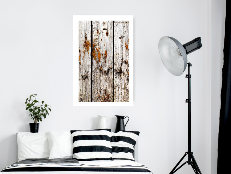 Poster Timeless Tale - texture of wooden planks with brown dust 124489 additionalImage 4