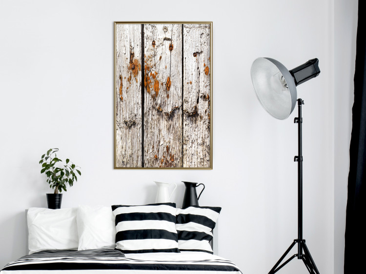 Poster Timeless Tale - texture of wooden planks with brown dust 124489 additionalImage 7