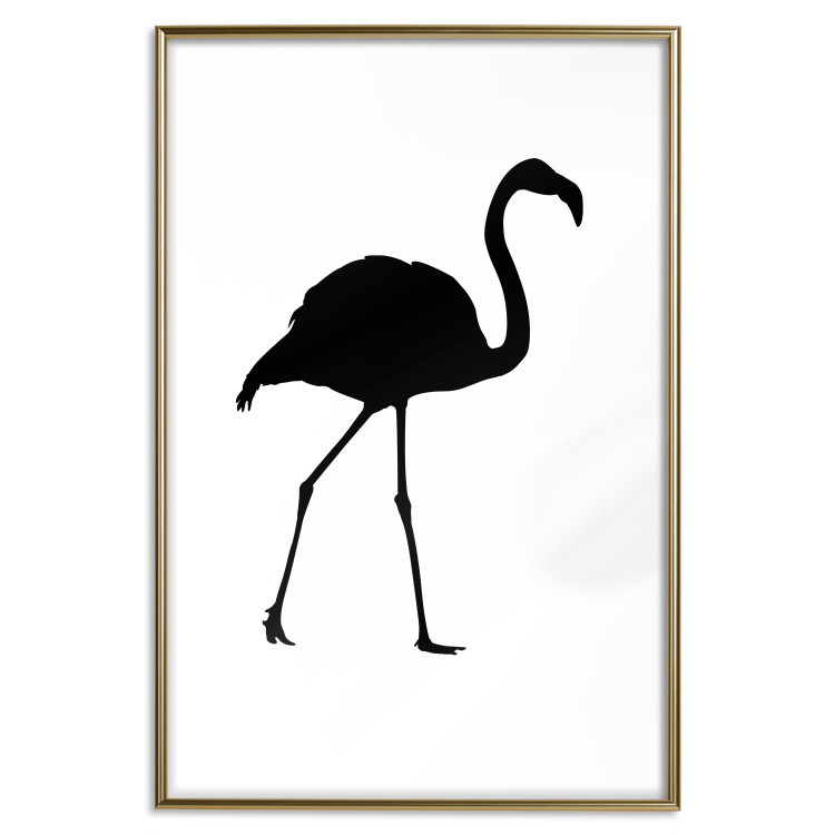 Poster Black Flamingo - figure of a black bird on a contrasting white background 125089 additionalImage 16