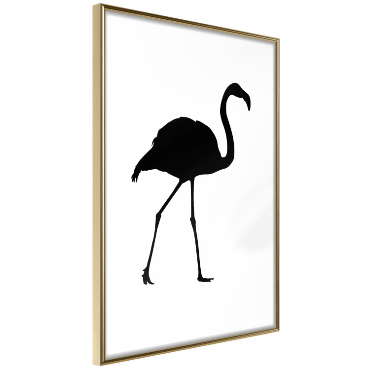 Poster Black Flamingo - figure of a black bird on a contrasting white background 125089 additionalImage 12