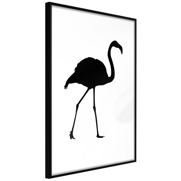 Poster Black Flamingo - figure of a black bird on a contrasting white background 125089 additionalImage 10
