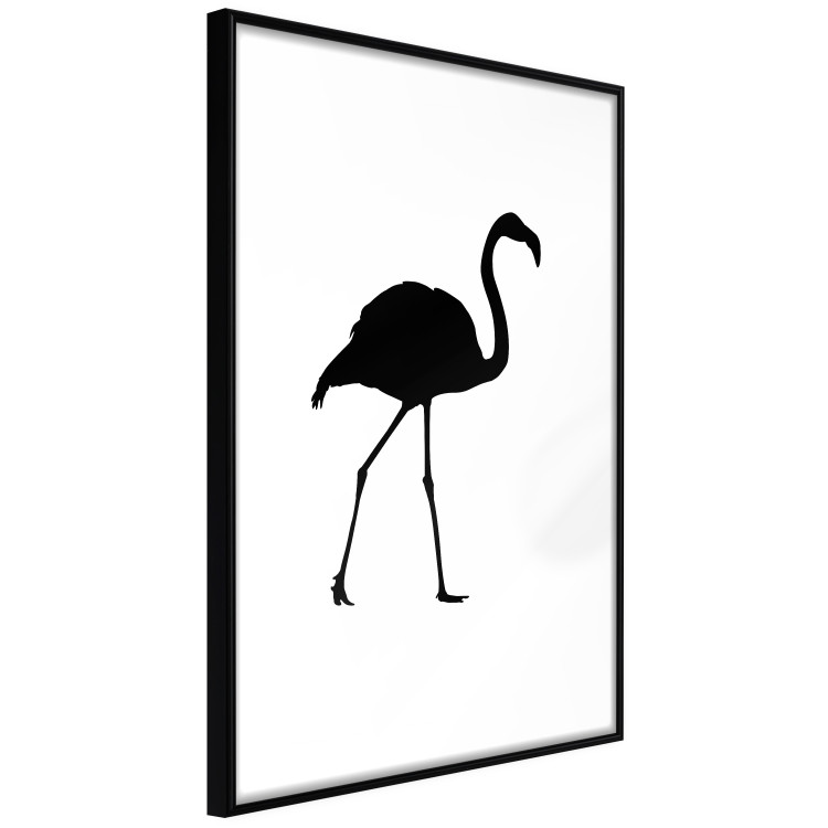 Poster Black Flamingo - figure of a black bird on a contrasting white background 125089 additionalImage 11