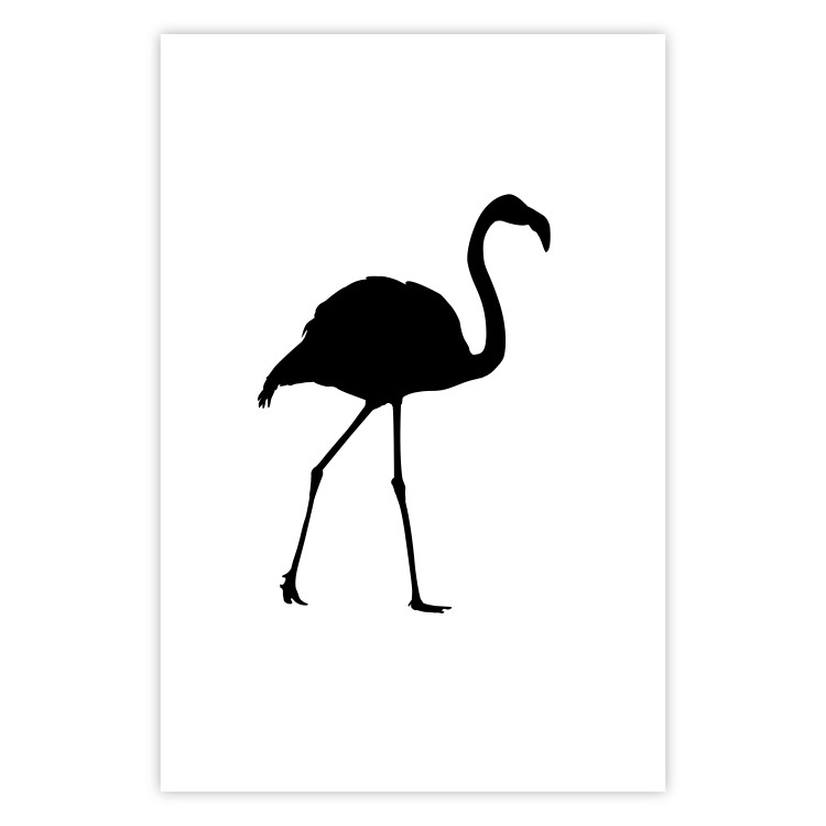 Poster Black Flamingo - figure of a black bird on a contrasting white background 125089 additionalImage 19