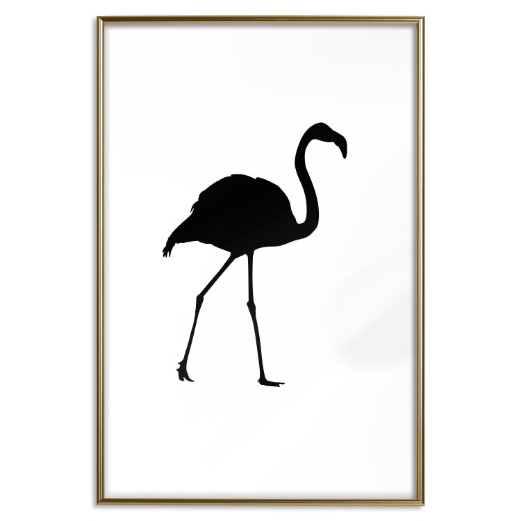 Poster Black Flamingo - figure of a black bird on a contrasting white background 125089 additionalImage 14