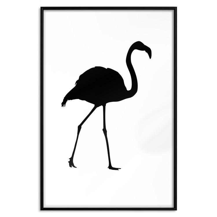 Poster Black Flamingo - figure of a black bird on a contrasting white background 125089 additionalImage 18