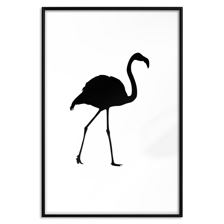 Poster Black Flamingo - figure of a black bird on a contrasting white background 125089 additionalImage 15