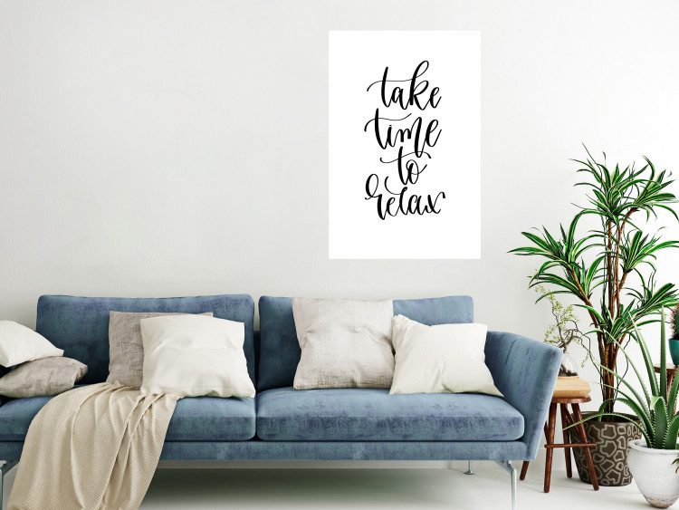 Wall Poster Take Time to Relax - black English text on white background 129589 additionalImage 4