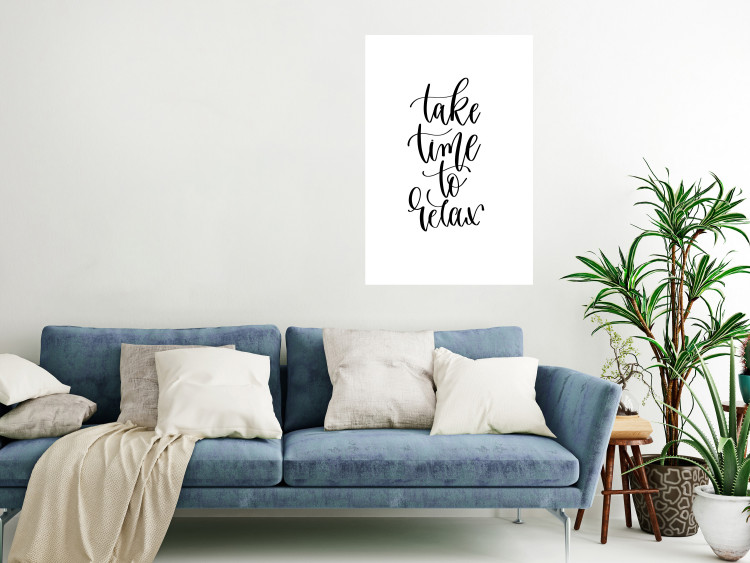 Wall Poster Take Time to Relax - black English text on white background 129589 additionalImage 5