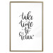 Wall Poster Take Time to Relax - black English text on white background 129589 additionalThumb 27