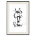 Wall Poster Take Time to Relax - black English text on white background 129589 additionalThumb 23