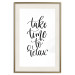 Wall Poster Take Time to Relax - black English text on white background 129589 additionalThumb 21