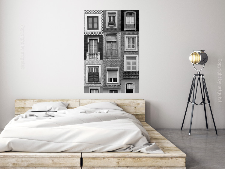 Poster Patterned Windows - black and white window photography in an abstract style 129789 additionalImage 2