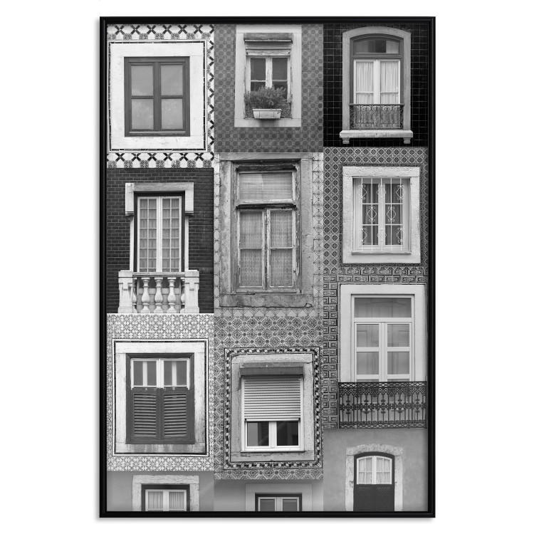 Poster Patterned Windows - black and white window photography in an abstract style 129789 additionalImage 16